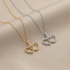 HeyBigDay Necklace Interlocking Double Heart Cubic Zirconia Necklace