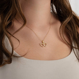 Interlocking Double Heart Cubic Zirconia Necklace in 18ct Gold or Sterling Silver
