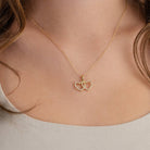 HeyBigDay Necklace Interlocking Double Heart Cubic Zirconia Necklace
