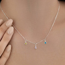 Multi Birthstone Necklace - Add 1-8 Initials or Birthstones - Family Necklace