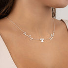 HeyBigDay Necklace Solid Silver / Style 1 / 18" Inches Double Name with Angel Necklace