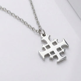 Jerusalem Cross Necklace in Gold or Silver – Cross Potent Pendant Necklace