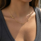 HBD Necklace Triple Name Necklace with Two Clovers