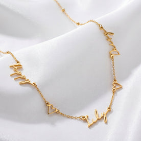 Triple Name Necklace with Two Hearts – Custom Personalised Necklace in Gold or Silver