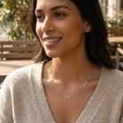 HBD Necklace Triple Name Necklace with Two Hearts