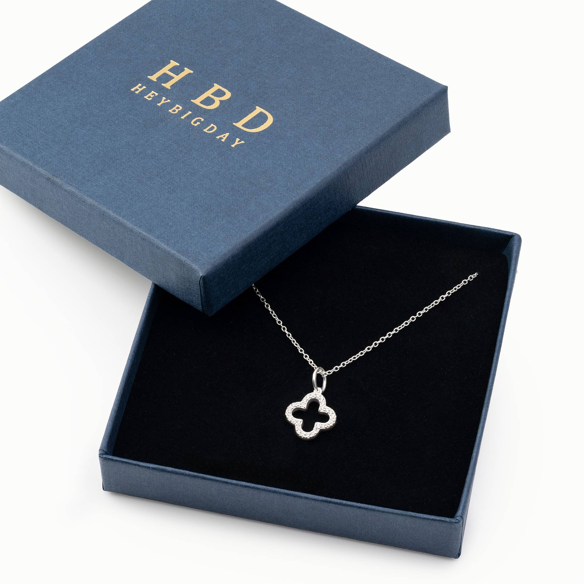 HeyBigDay Necklace Zirconia Open Clover Necklace