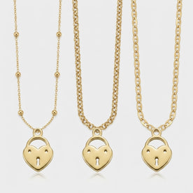 Heart Love Lock Charm Necklace & Bracelet