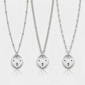 Heart Love Lock Charm Necklace & Bracelet