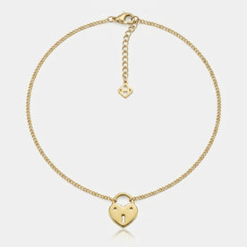 Heart Love Lock Charm Necklace & Bracelet