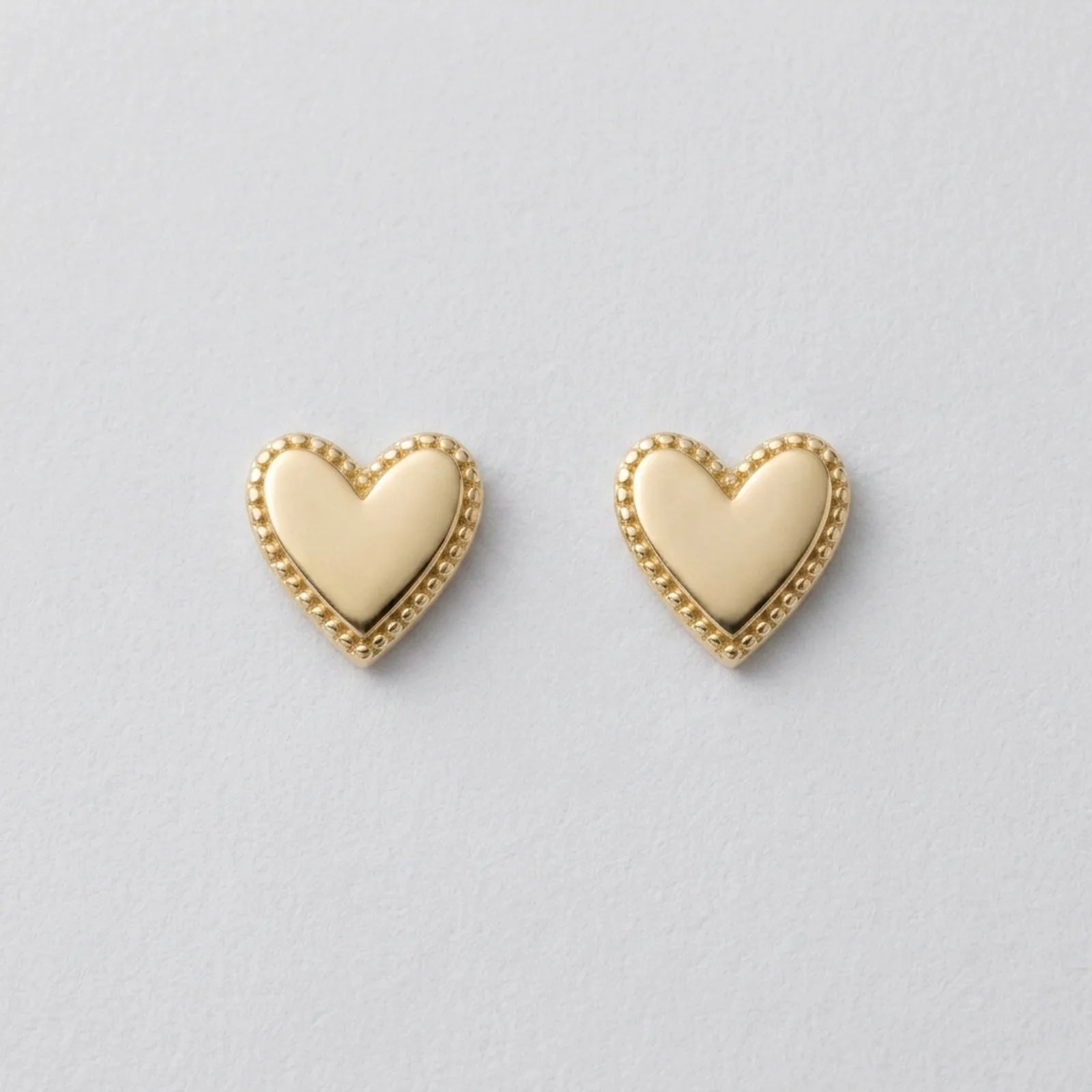 Heart Stud Earrings with Beaded Edge – Elegant Everyday Jewellery
