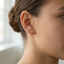 Heart Stud Earrings with Beaded Edge – Elegant Everyday Jewellery