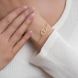 Entwined Hearts Bracelet | Double Heart Pendant | HBD