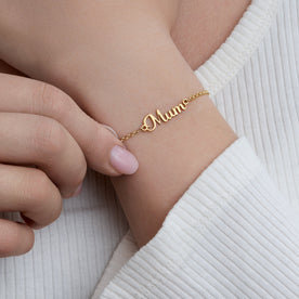Mum Bracelet -  18ct Gold or Sterling Silver in 3 Chain Styles - Mother's Day or Birthday Gift