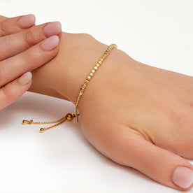 Cube Bead Slider Bracelet in Gold or Sterling Silver