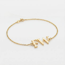 Initials Bracelet in 18K Gold or Sterling Silver in 3 Bracelet Styles