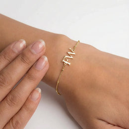 Initials Bracelet in 18K Gold or Sterling Silver in 3 Bracelet Styles