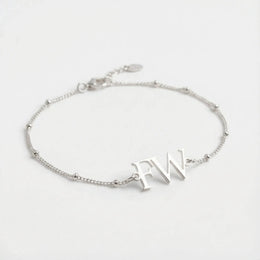 Initials Bracelet in 18K Gold or Sterling Silver in 3 Bracelet Styles