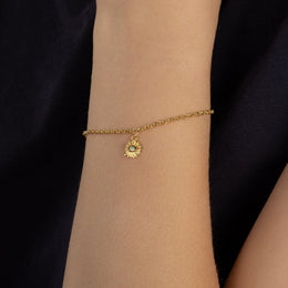 Evil Eye Bracelet with Synthetic Blue Turquoise Cubic Zirconia Eye Charm