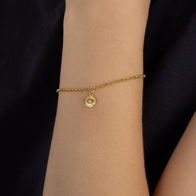 Evil Eye Bracelet with Synthetic Blue Turquoise Cubic Zirconia Eye Charm
