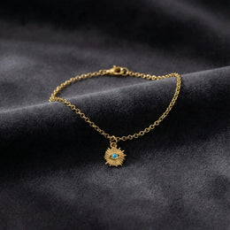 Evil Eye Bracelet with Synthetic Blue Turquoise Cubic Zirconia Eye Charm