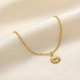 Evil Eye Bracelet with Synthetic Blue Turquoise Cubic Zirconia Eye Charm