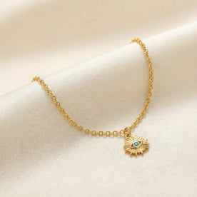 Evil Eye Bracelet with Synthetic Blue Turquoise Cubic Zirconia Eye Charm