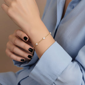 Freshwater Pearl Beaded Bracelet in 14ct Gold or Sterling Silver