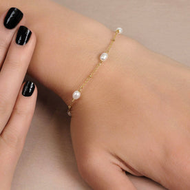 Freshwater Pearl Beaded Bracelet in 14ct Gold or Sterling Silver