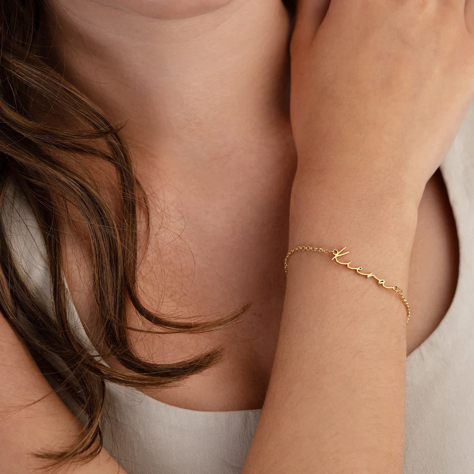 HeyBigDay Bracelet Gold Vermeil / Style 1 / 6.5" - 8" Inches Personalised Name Bracelet