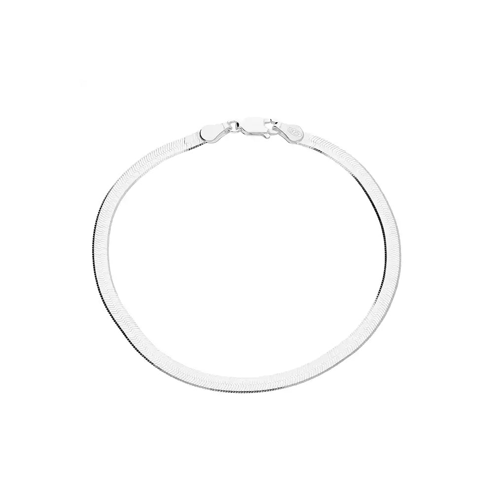 _JS-HERRINGBONE-BRACELET-SILVER Silver / 19.5cm 7.5in Bracelet Herringbone Bracelet HBD Diamond-Cut Herringbone Bracelet 19.5cm/7.5in in Gold or Silver