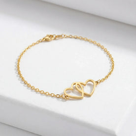Entwined Hearts Bracelet | Double Heart Pendant | HBD