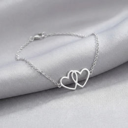 Entwined Hearts Bracelet | Double Heart Pendant | HBD