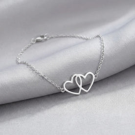 Entwined Hearts Bracelet | Double Heart Pendant | HBD