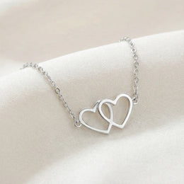 Entwined Hearts Bracelet | Double Heart Pendant | HBD