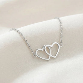 Entwined Hearts Bracelet | Double Heart Pendant | HBD