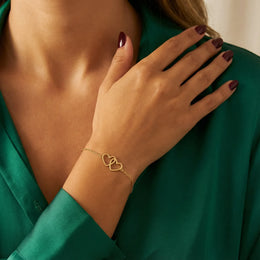 Entwined Hearts Bracelet | Double Heart Pendant | HBD