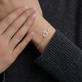 Entwined Hearts Bracelet | Double Heart Pendant | HBD