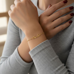 Personalised Name Bracelet in Gold or Silver – Custom Bracelet Gift for Her - Font3