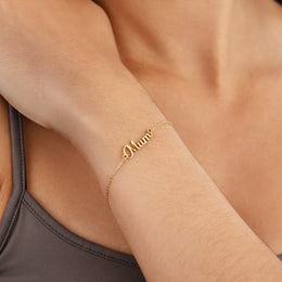 Mum Bracelet -  18ct Gold or Sterling Silver in 3 Chain Styles - Mother's Day or Birthday Gift