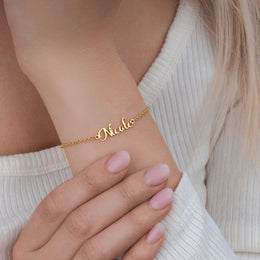 Personalised Name Bracelet in Gold or Silver – Custom Bracelet Gift for Her - Font3
