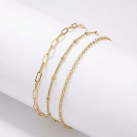 Set of 3 Layered Bracelets in Gold or Silver - Jewelry Bracelet Set