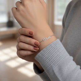 Mum Bracelet -  18ct Gold or Sterling Silver in 3 Chain Styles - Mother's Day or Birthday Gift