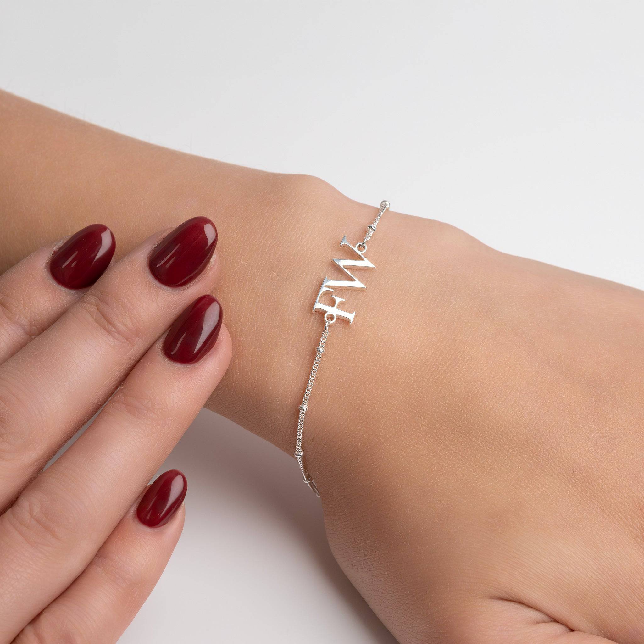 HeyBigDay Bracelet Sterling Silver / Style 1 / 6.5" - 8" Inches Double Letter Initials Bracelet