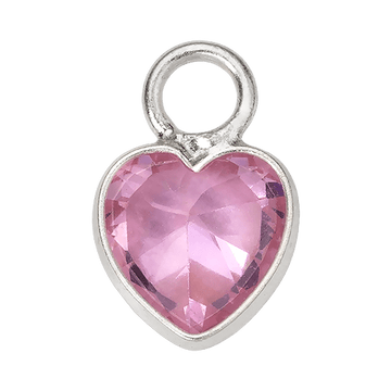 Pink Heart Charm - silver