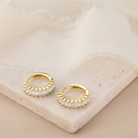 Baguette Huggie Hoop Earrings with Cubic Zirconia