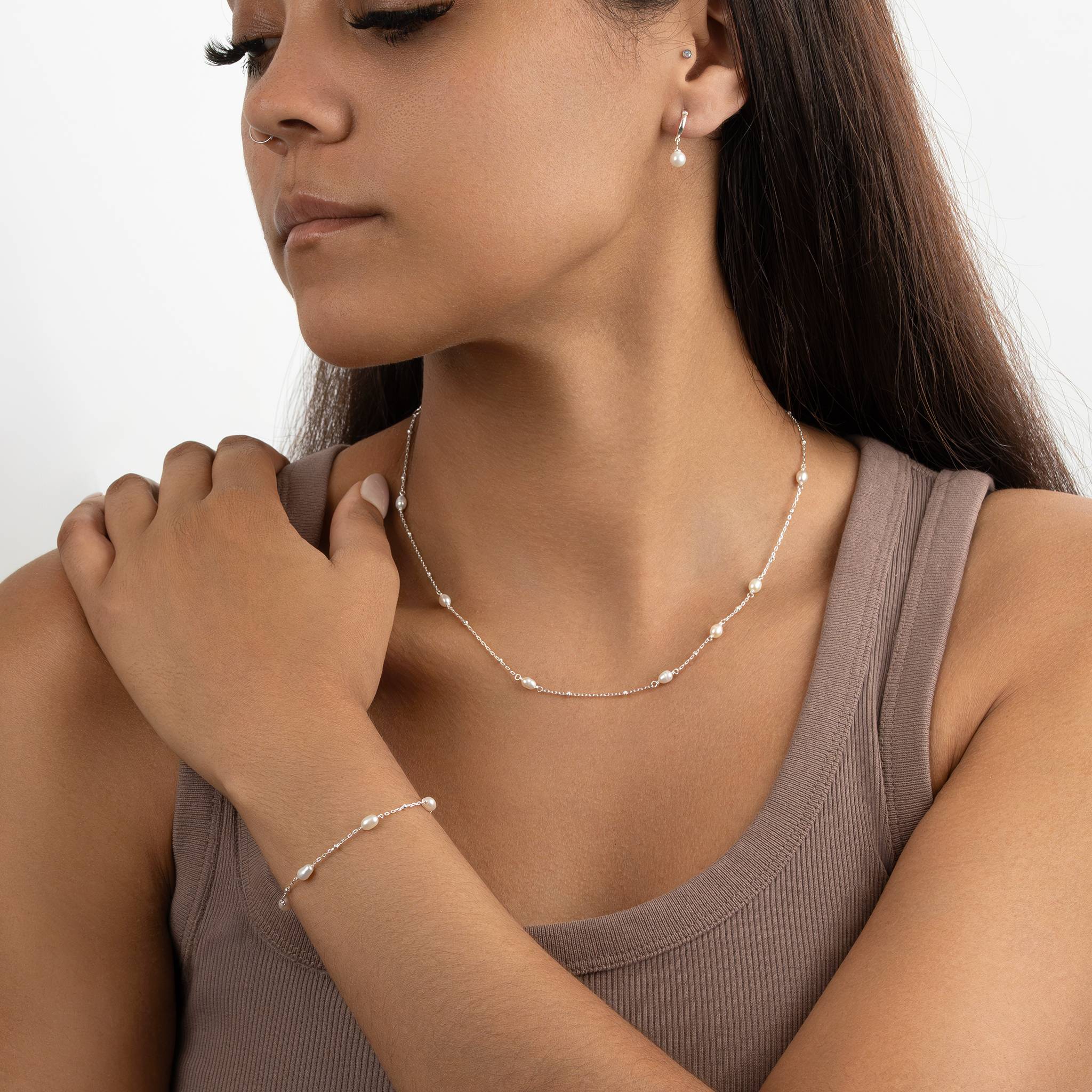 HeyBigDay Earrings Freshwater Pearl Hoop Earrings