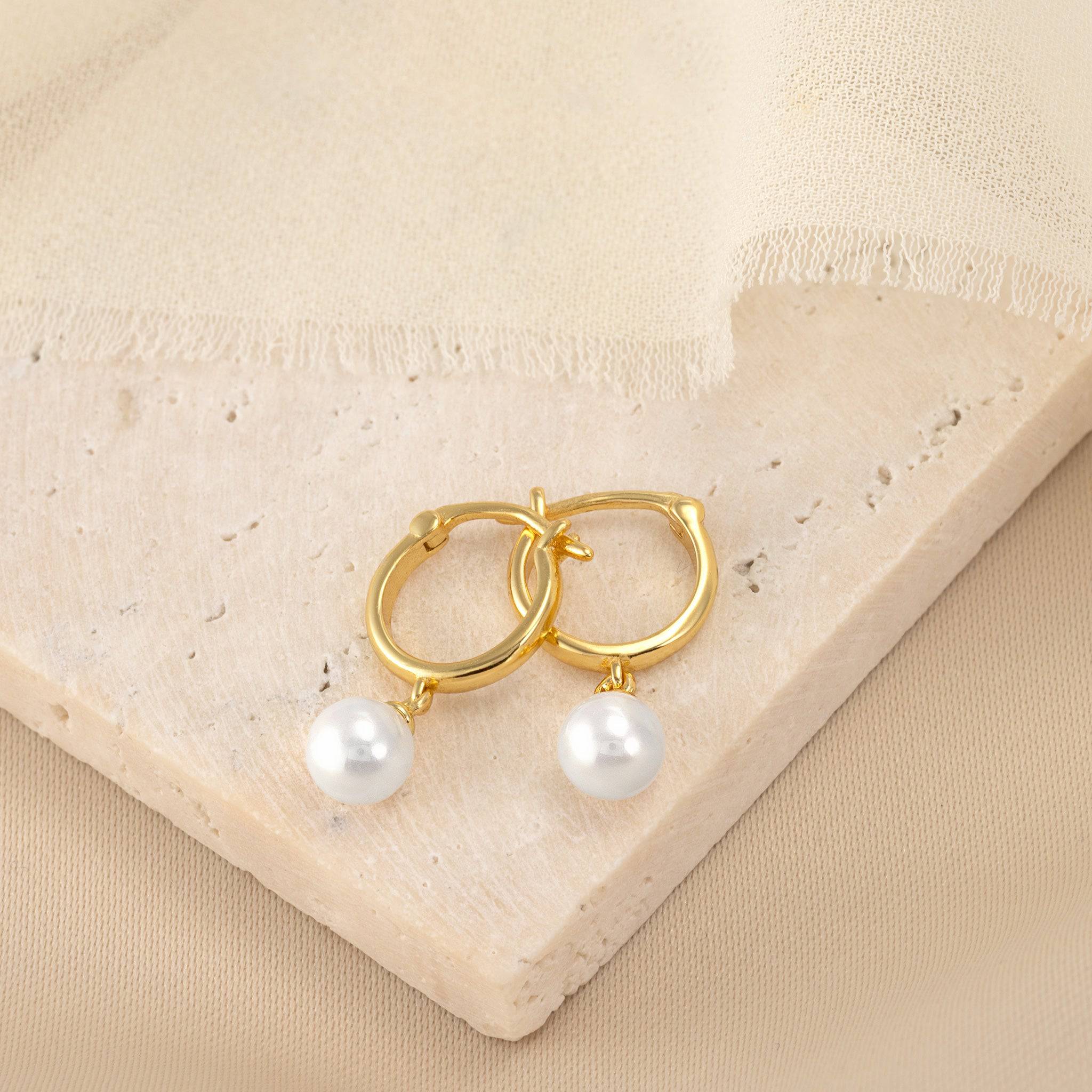 HeyBigDay Earrings Freshwater Pearl Hoop Earrings