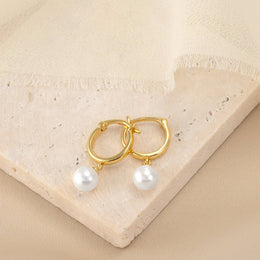Gold/Silver Pearl Hoop Earrings - Elegant and Timeless