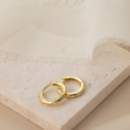 Hinged-Hoop with Soft Faceted Detail Earrings in 14ct Gold or Sterling Silver