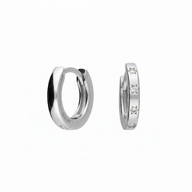 Mini Cubic Zirconia Star Huggie Earrings in 14ct Gold or Sterling Silver